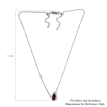 Sterling Silver Pear Shape Garnet and White Zircon Necklace 1.73ctw