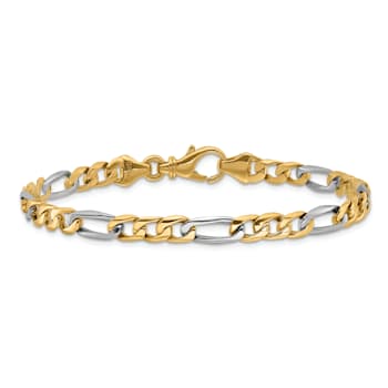 14K Yellow and White Gold 5.8mm Hand-Polished Fancy Link Bracelet