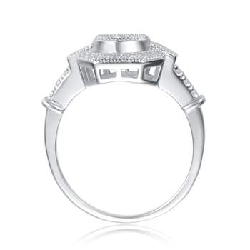 CZ Halo Engagement-Style Ring In Sterling Silver
