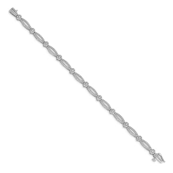 14K White Gold Lab Grown Diamond Flower Link Bracelet