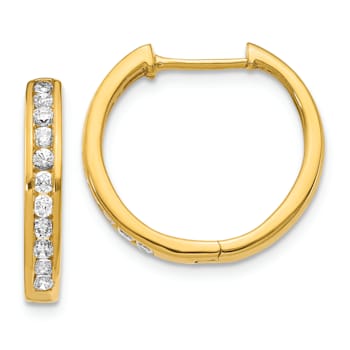 14K Yellow Gold Lab Grown Diamond SI1/SI2, G H I, Hinged Hoop Earrings