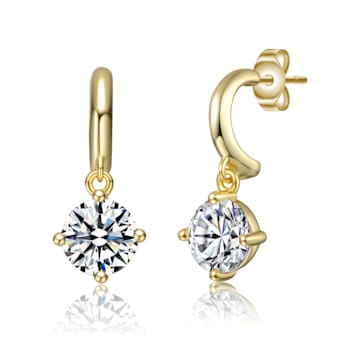 Lab Created Moissanite, 14k Gold Plated over Sterling Silver Solitaire
C-Hoop Dangle Earrings