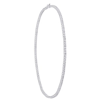 White Cubic Zirconia Platinum Over Sterling Silver Tennis Necklace 14.50ctw
