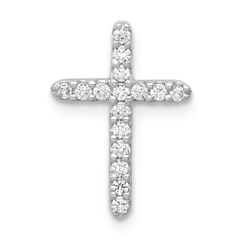 Rhodium Over 14K White Gold Diamond Cross Pendant