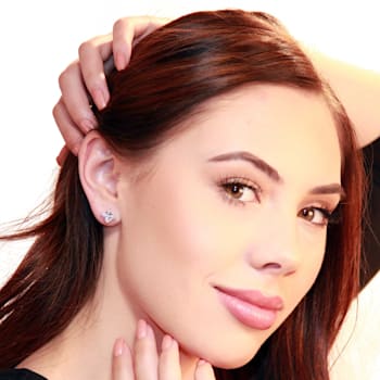 White Cubic Zirconia 14k Rose Gold Studs With Velvet Gift Box 4.00ctw