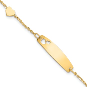 14k Yellow Gold Polished Heart Children's ID Bracelet