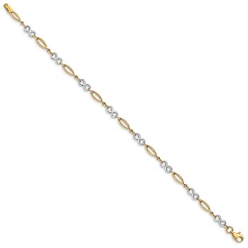 10k Yellow Gold and 10k White Gold 4mm Polished Infinity Bracelet