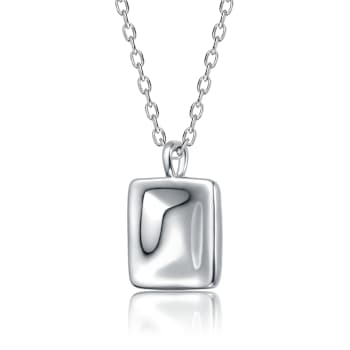 Square Pendant Necklace In Sterling Silver