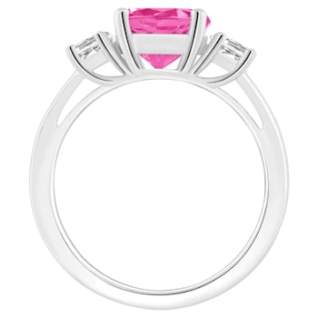 8mm Round Pink Topaz And White Topaz Rhodium Over Sterling Silver
3-Stone Ring