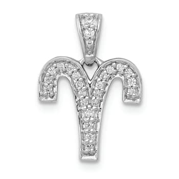 Rhodium Over 14K White Gold Diamond Aries Zodiac Pendant