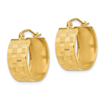 14k Yellow Gold Diamond-Cut 3/4" Hoop Earrings