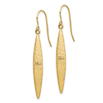 14k Yellow Gold Brushed and Textured Dangle Earrings