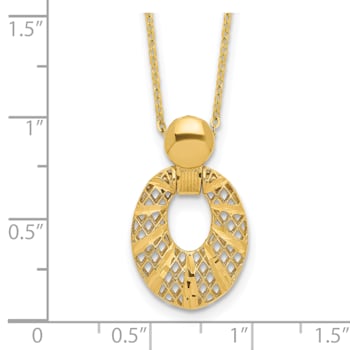 14K Yellow Gold Polished Diamond-cut 16-inch with 2.25-inch Extension Necklace