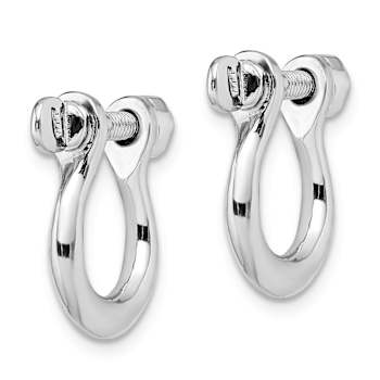 Rhodium Over Sterling Silver Polished Medium Shackle Link Screw Earrings