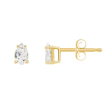 5x3mm Pear Shape White Topaz 14k Yellow Gold Stud Earrings