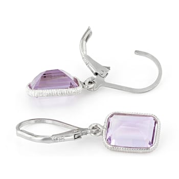 Purple Octagonal Amethyst Sterling Silver Earrings 4ct
