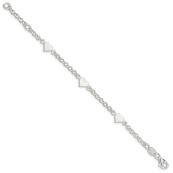 Sterling Silver Polished Hearts with 0.25-inch Extensions Children's Bracelet