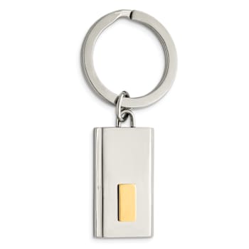 Stainless Steel Polished Yellow Ion Plated Key Ring