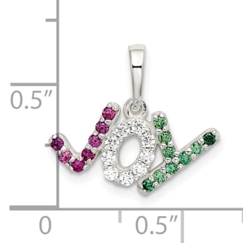 Sterling Silver Polished Red, White and Green CZ Joy Pendant