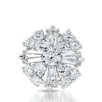 CZ Baguette Stud Earrings In Sterling Silver