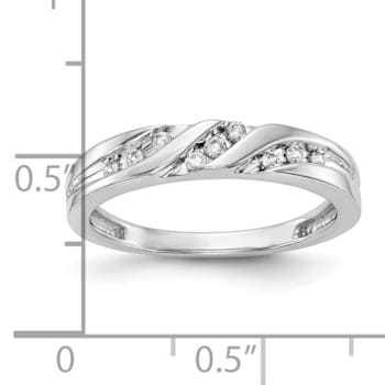 Rhodium Over 14K White Gold Diamond Trio Ladies Wedding Band 0.12ctw