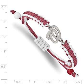 Stainless Steel MLB LogoArt Washington Nationals Adjustable Cord Bracelet