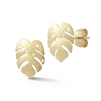 Bellissima Gold 14K Yellow Gold Banana Leaf Studs