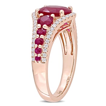 Ruby and Diamond 14K Rose Gold Ring 3.71ctw