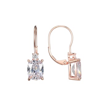 White Cubic Zirconia 18K Rose Gold Over Sterling Silver Leverback
Earrings 10.21ctw