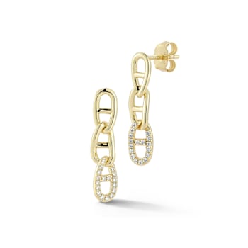 Rachel Zoe CZ Triple Mariner Link Dangle Earrings in 14K Gold Over
Sterling Silver