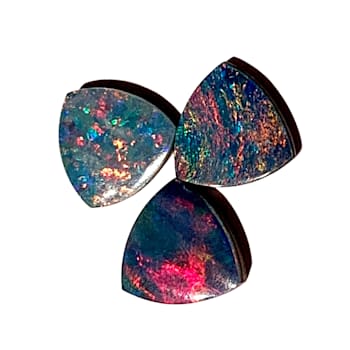 Opal on Ironstone 7.1mm Trillion Doublet Set of 3 3.39ctw