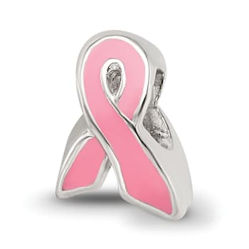 Sterling Silver Kids Enameled Breast Cancer Awareness Bead