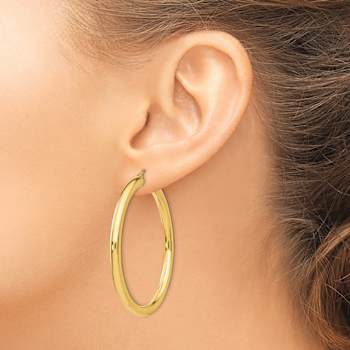 14k Yellow Gold 1 15/16" Polished Tube Hoop Earrings