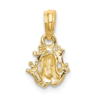 14k Yellow Gold Textured Miniature Frog Pendant