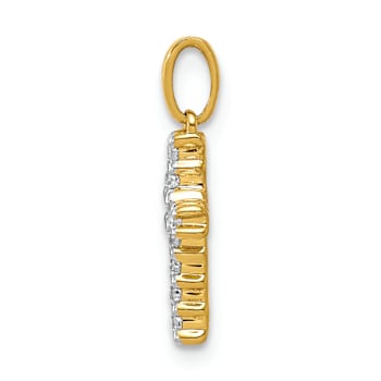 10k Yellow Gold and Rhodium Over 10k Yellow Gold 0.10 ctw Diamond Latin
Cross Pendant