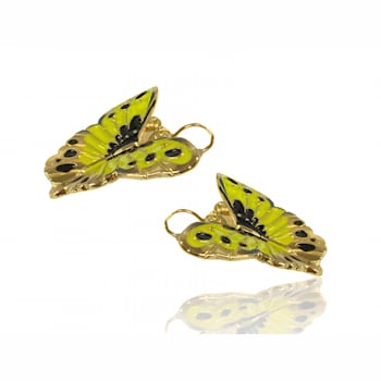 3 Pack Gold Tone White, Yellow and Pink Enamel Butterfly Earrings