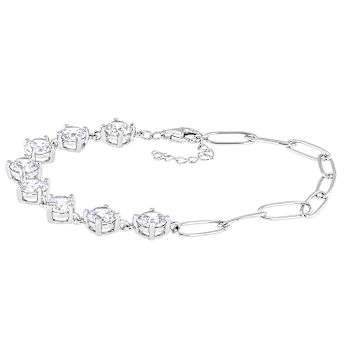 CZ And Paperclip Link Bracelet In Sterling Silver