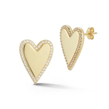 Sterling Statements 14K Yellow Gold Over Sterling Silver Cubic Zirconia
Halo Heart Studs