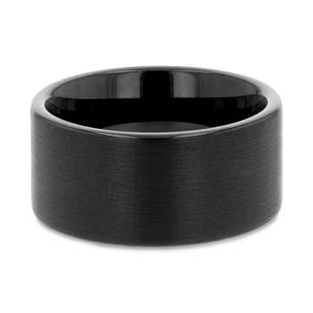 SAN ANTONIO Flat Black Tungsten Carbide Band with Brushed Finish 12mm