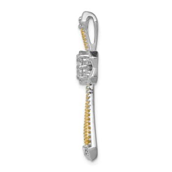 14k Yellow Gold and 14k White Gold Diamond Cross chain slide