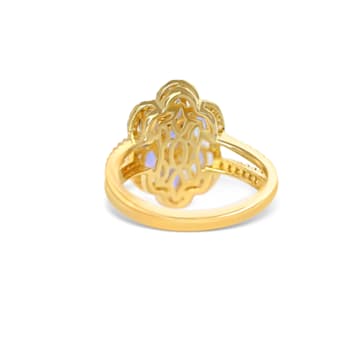 18K Yellow Gold Over Sterling Silver Oval Tanzanite and White Zircon
Ring 1.61ctw