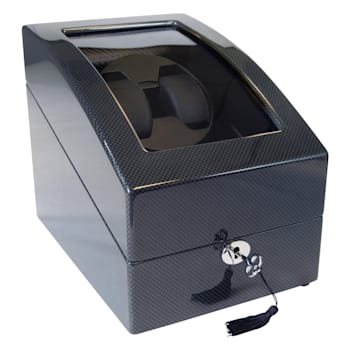 Mele and Co Gustavo Glass Top Vegan Leather Watch Winder