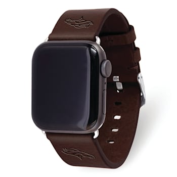 Gametime Denver Broncos Leather Band fits Apple Watch (38/40mm M/L
Brown). Watch not included.