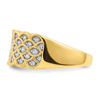 14K Yellow Gold Pave Diamond Wedding Band 0.24ctw