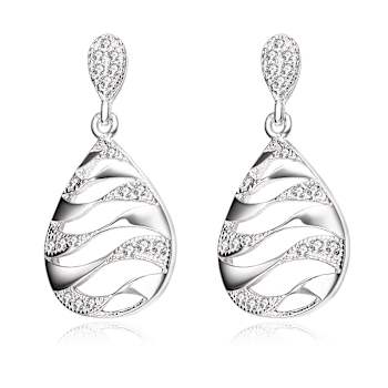 CZ Cascade Drop Earrings In Sterling Silver
