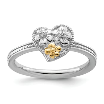 14K Yellow Gold Over Sterling Silver Stackable Expressions Diamond Heart
Ring 0.01ctw