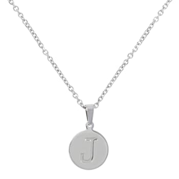 Initial J Charm Pendant Necklace In Silver-Tone