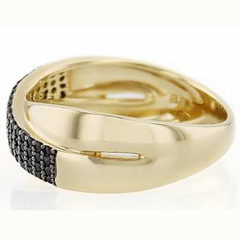 Black Spinel Crossover Band Ring In 18K Gold Over Sterling Silver 0.66ctw