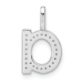 14K White Gold Diamond Lower Case Letter A Initial Pendant