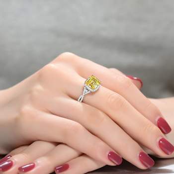 Citrine Color CZ Twisted Solitaire Ring In Sterling Silver